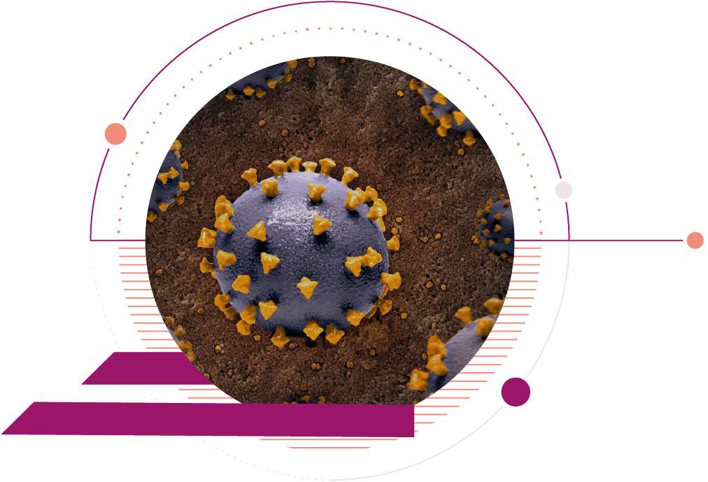 Illustration of infectious disease modelling. A close up of a blue and yellow substance