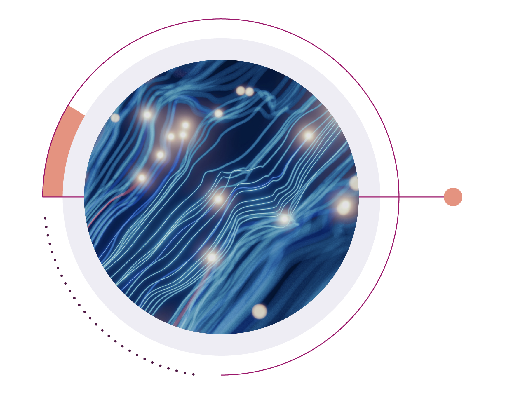 Stock image of node wires inside a circle